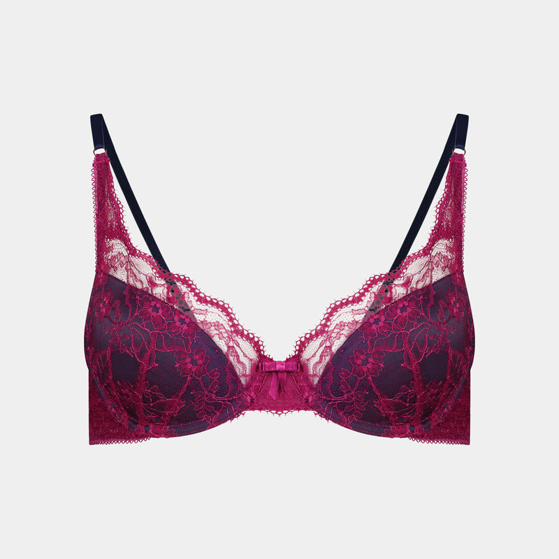 Giuliana Contour Bra in RASPBERRY RADIANCE/PEACOAT. Flat lay front view