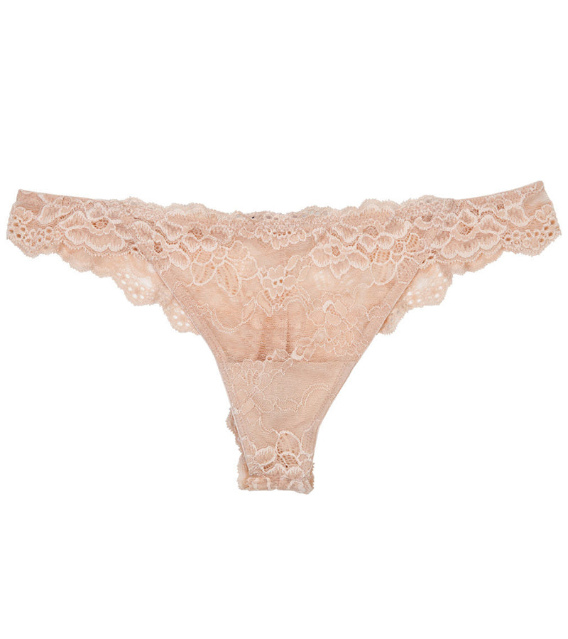 My Fit Lace Thong in FRAPPE. Flat lay front view
