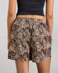 Model wears Sleigh The Night Boxer in WILD LYNX PRINT. On body back view