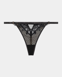 Bianca Nera Thong in BLACK. Flat lay front view