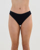 Model wears Stretch Cotton Thong in BLACK. On body front view