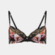 Flora Serenity Contour Bra in SERENITY PRINT/BLACK. Flat lay front view