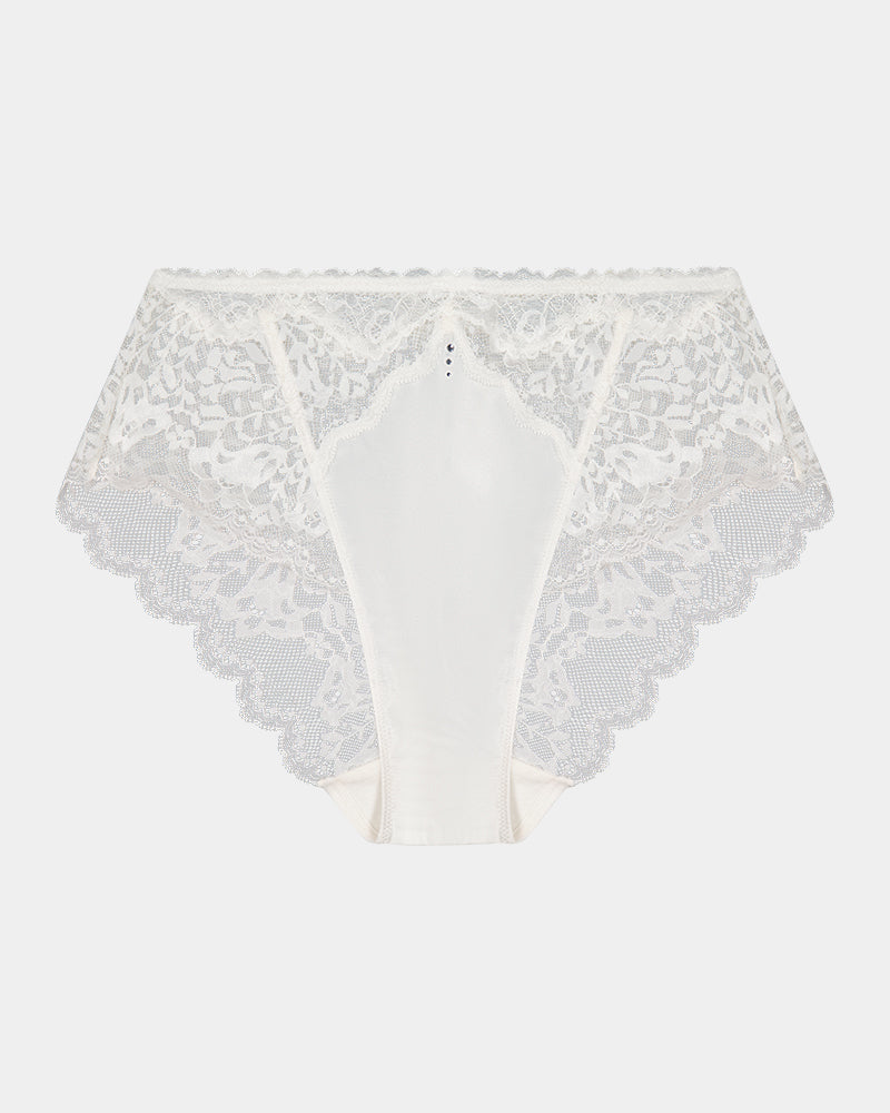 Shivani High Waisted Brief in SUGAR. Flat lay front view