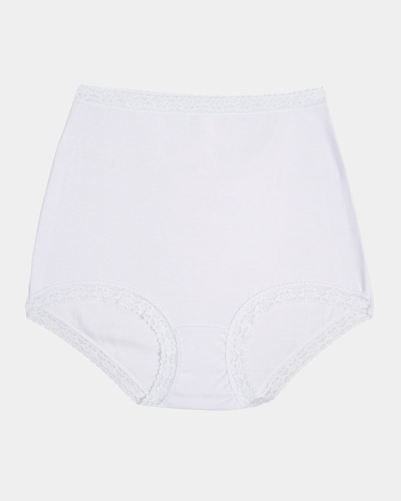 Bendon Cotton Full Brief in WHITE. Flat lay front view