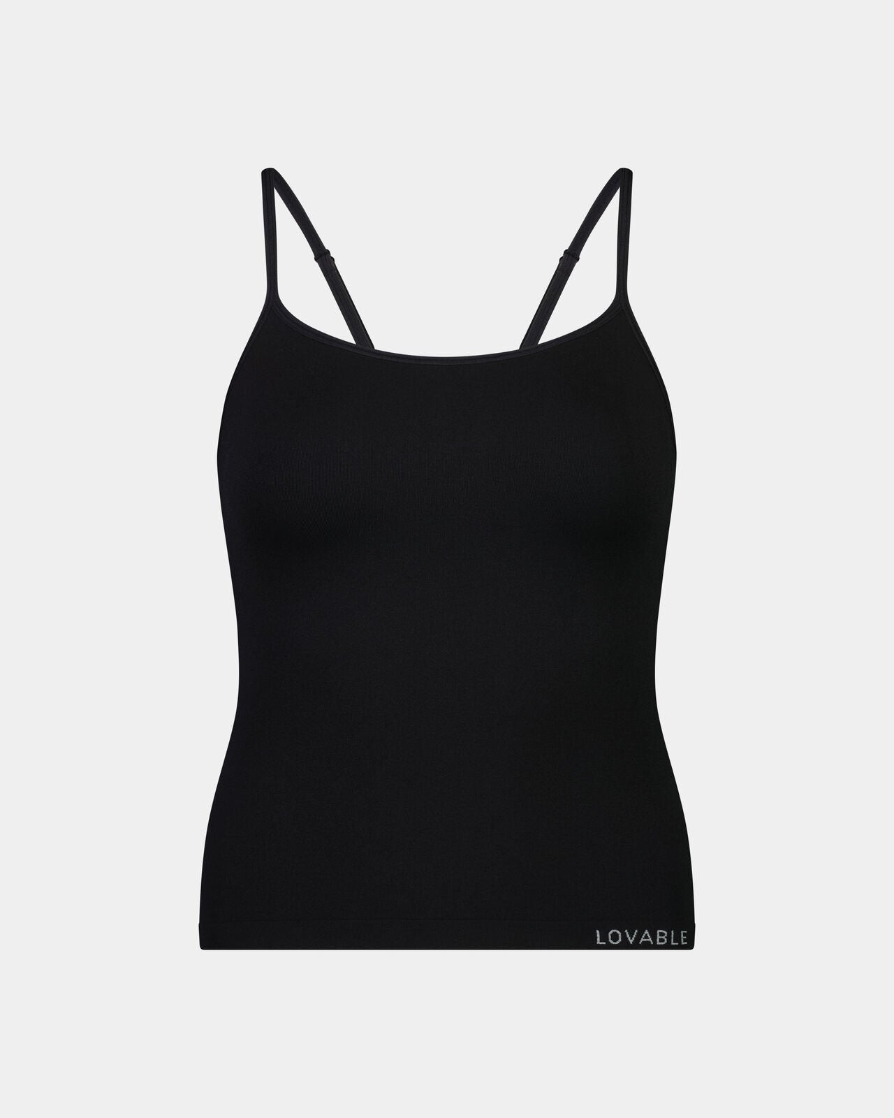 Simply Seamless Camisole in BLACK. Flat lay front view