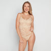 Model wears My Fit Lace Camisole in FRAPPE. On body front view