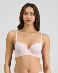 Model wears Bendon Body Contour Bra in PALE LILAC. On body front view
