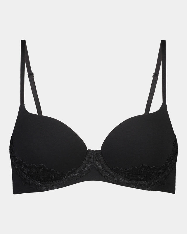 Simply Me Contour Bra in BLACK. Flat lay front view