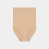 Medium Control High Waisted Brief in CARAMEL. Flat lay front view