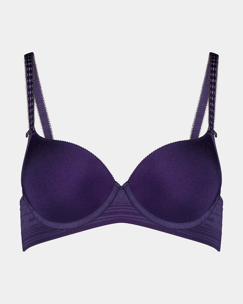 Bendon Body Contour Bra in PURPLE VELVET. Flat lay front view