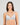 Model wears Simply Seamless Wire Free Bra in GREY MARL/WHITE STRIPE. On body front view