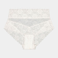 Lace Full Brief in WHITE. Flat lay front view
