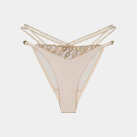 Erykah Bikini in GOLD/PINK TINT. Flat lay front view