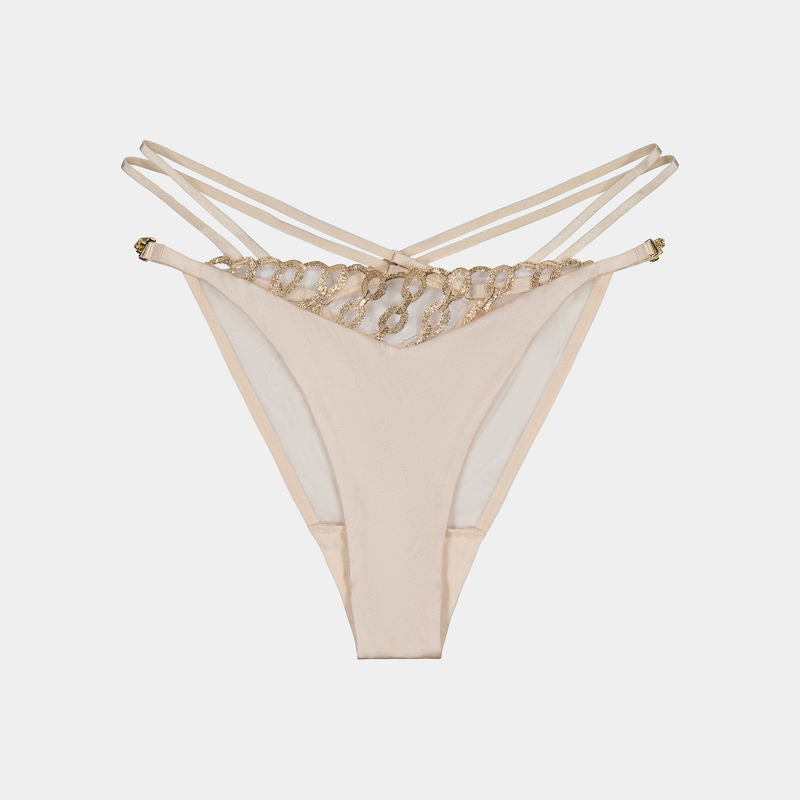 Erykah Bikini in GOLD/PINK TINT. Flat lay front view