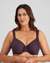 Model wears Perfect Lines Contour Bra in PLUM PERFECT. On body front view