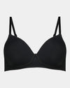 Model wears Body Basics Wire Free Bra in BLACK. On body front view