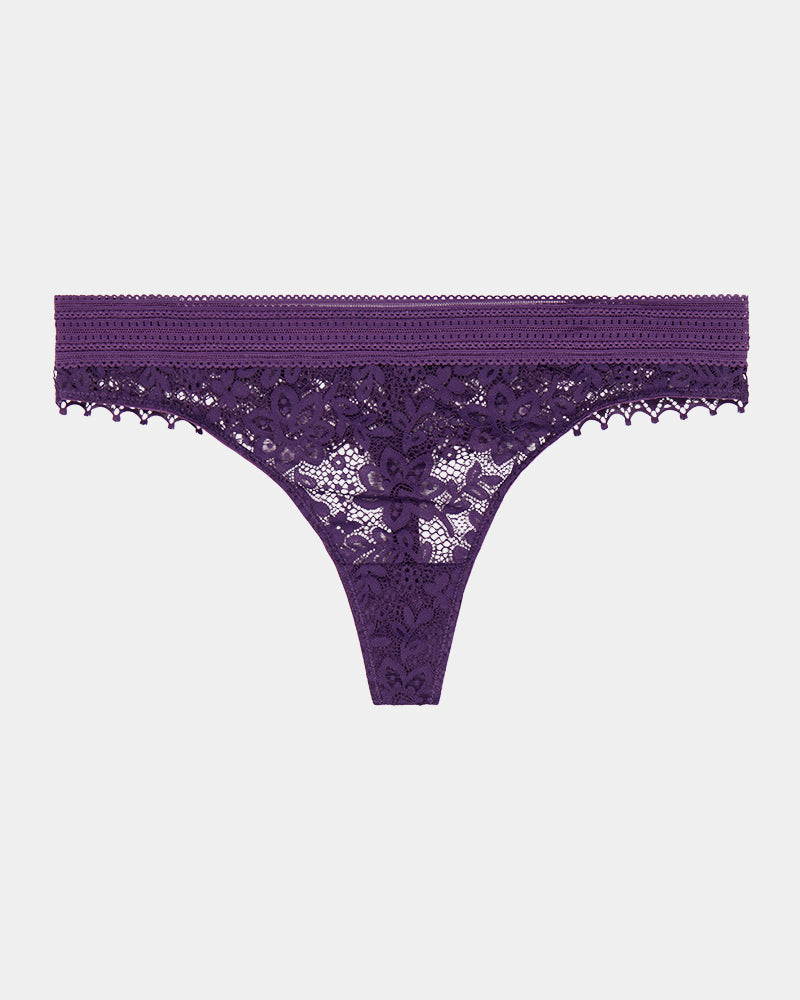 Jessie Thong in PURPLE VELVET. Flat lay front view