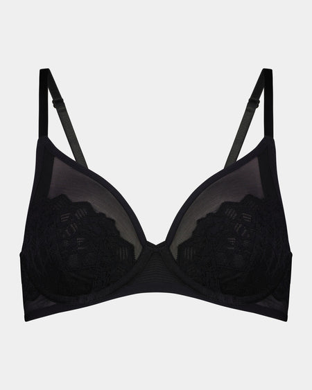 Chloe Underwire Bra in BLACK. Flat lay front view