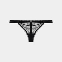 Fae Thong in BLACK. Flat lay front view
