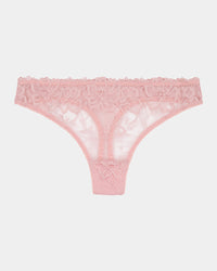 All Lacey Thong in SILVER PINK. Flat lay front view