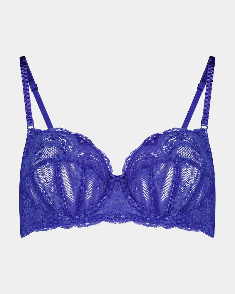 Sofia Underwire Bra in DAZZLING BLUE. Flat lay front view