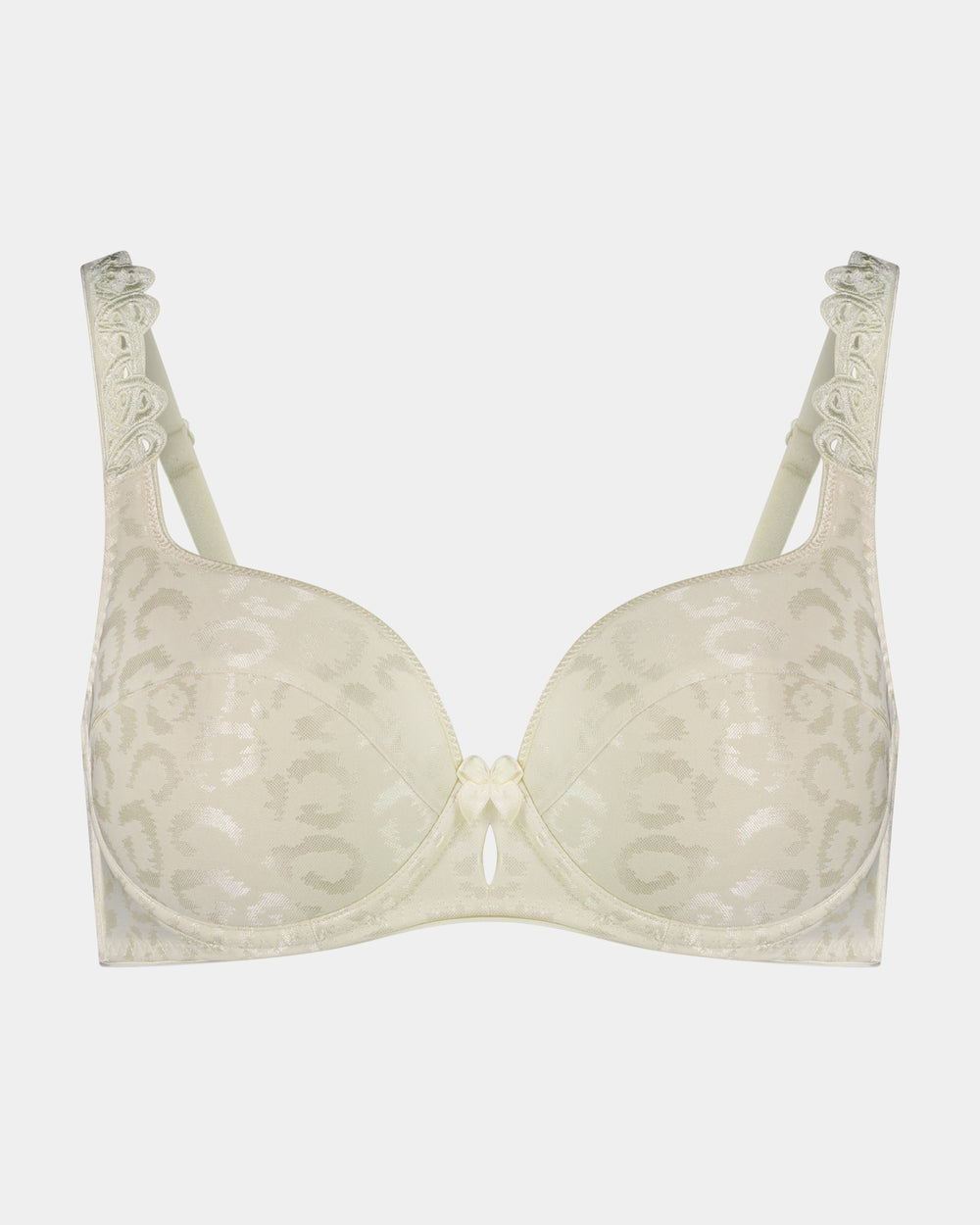 Damask Contour Bra in CHAMPAGNE. Flat lay front view