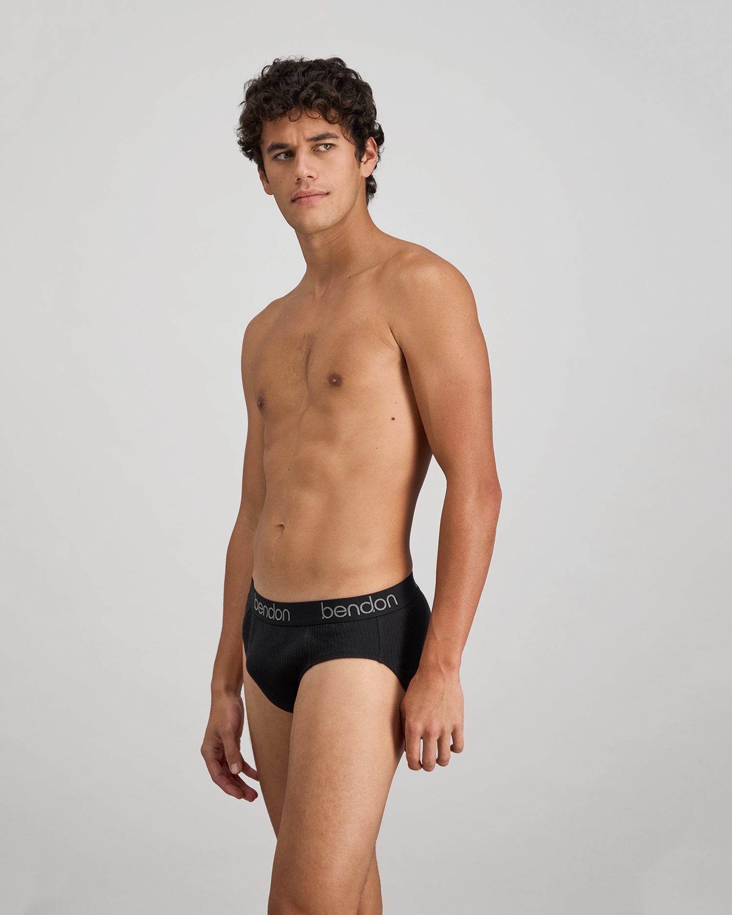 Cotton Texture Mens Brief in BLACK. Feature shot