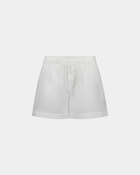 Boyfriend Boxer in WHITE. Flat lay front view