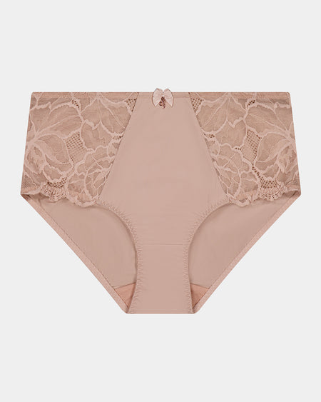 Twilight Express Full Brief in LATTE. Flat lay front view