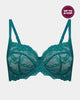 My Fit Lace Underwire Bra in EVERGLADE. Flat lay front view