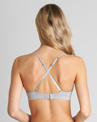 Simply Seamless Wire Free Bra in LIGHT GREY MARLE. Flat lay back view