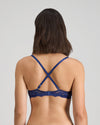My Fit Lace Push Up Bra in Medieval Blue. Flat lay front view