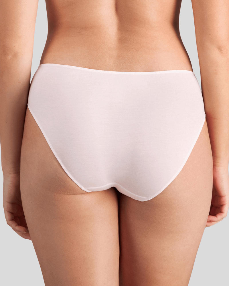 Model wears Au Naturel High Cut Brief in FESTIVAL BLOOM. On body back view