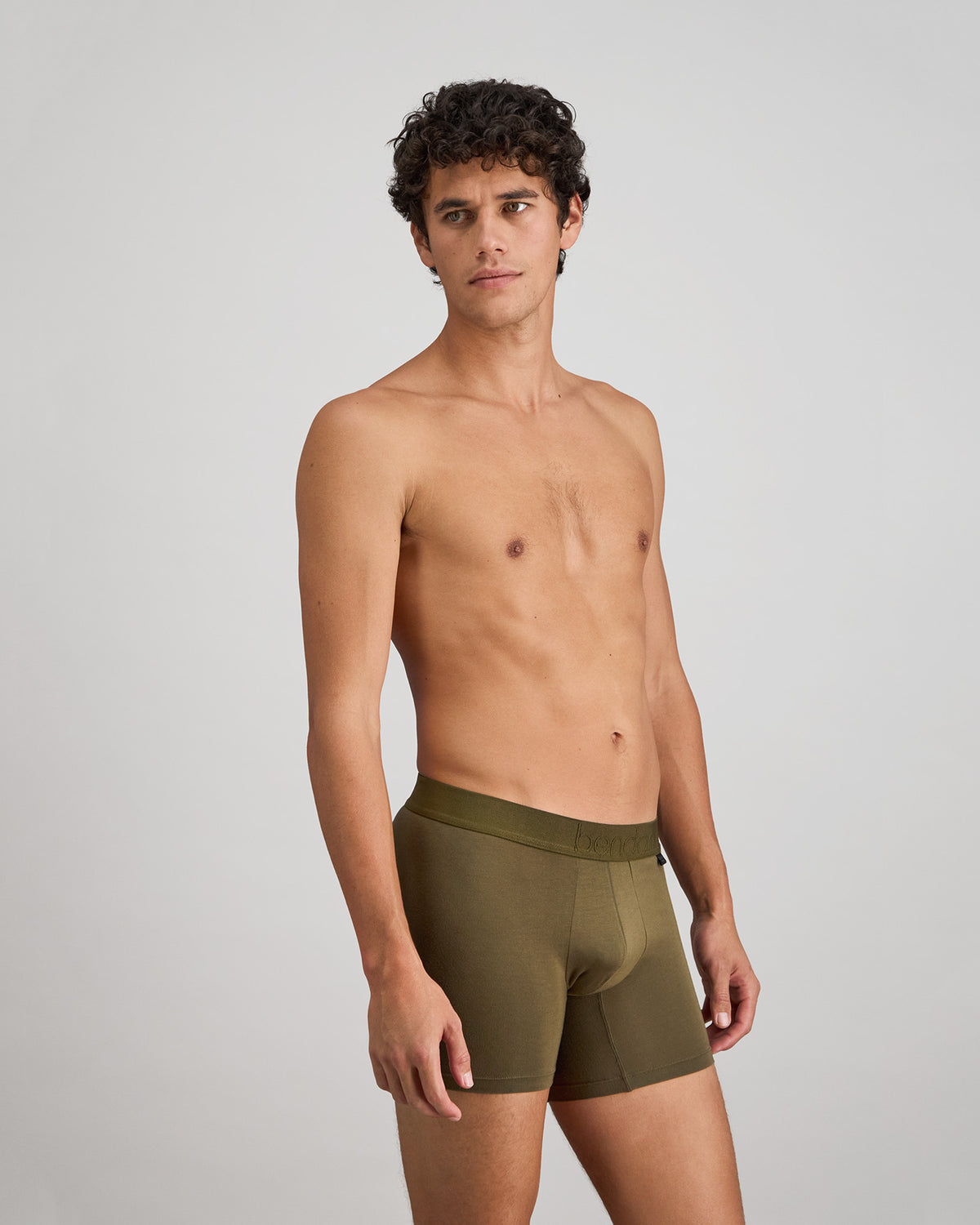 Bamboo Mens Trunk in DARK OLIVE. Flat lay back view