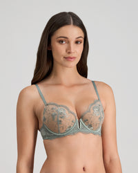 Model wears Romilly Push Up Bra in ICEBERG GREEN. On body side view