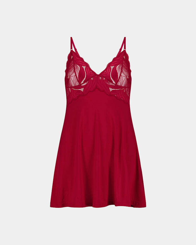Siesta Chemise in JESTER RED. Flat lay front view