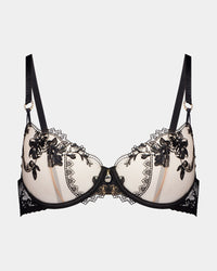 Niara Underwire Bra in BLACK. Flat lay front view