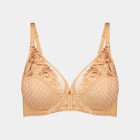 Art Deco Allure Underwire Bra in TOAST/LATTE. Flat lay front view