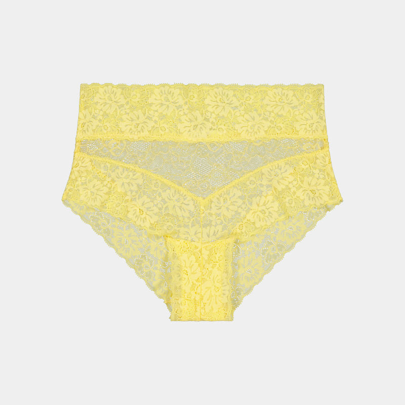 Lace Full Brief in SUNSHINE YELLOW. Flat lay front view