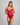 Model wears Margot Estelle Bodysuit in JESTER RED. On body front view