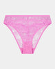 Enchantment High Cut Brief in BUBBLEGUM PINK. Flat lay front view