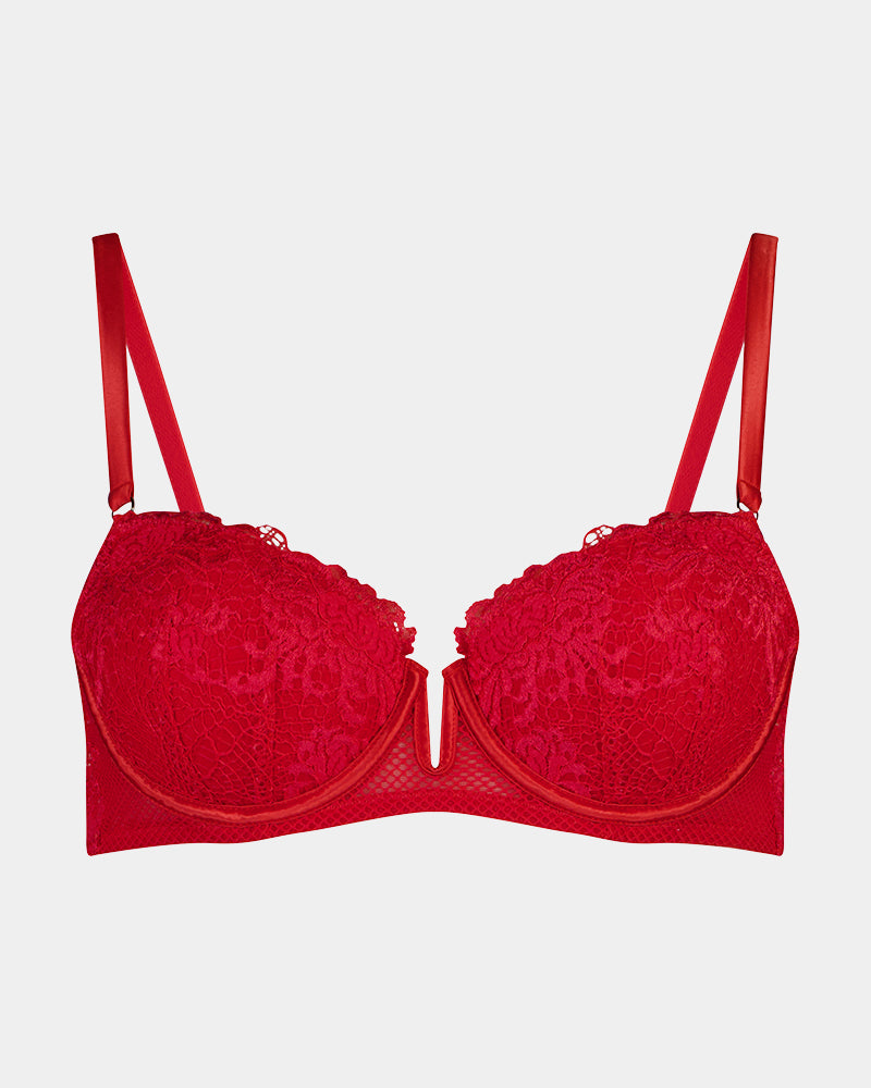 Adoration Contour Bra in SALSA. Flat lay front view