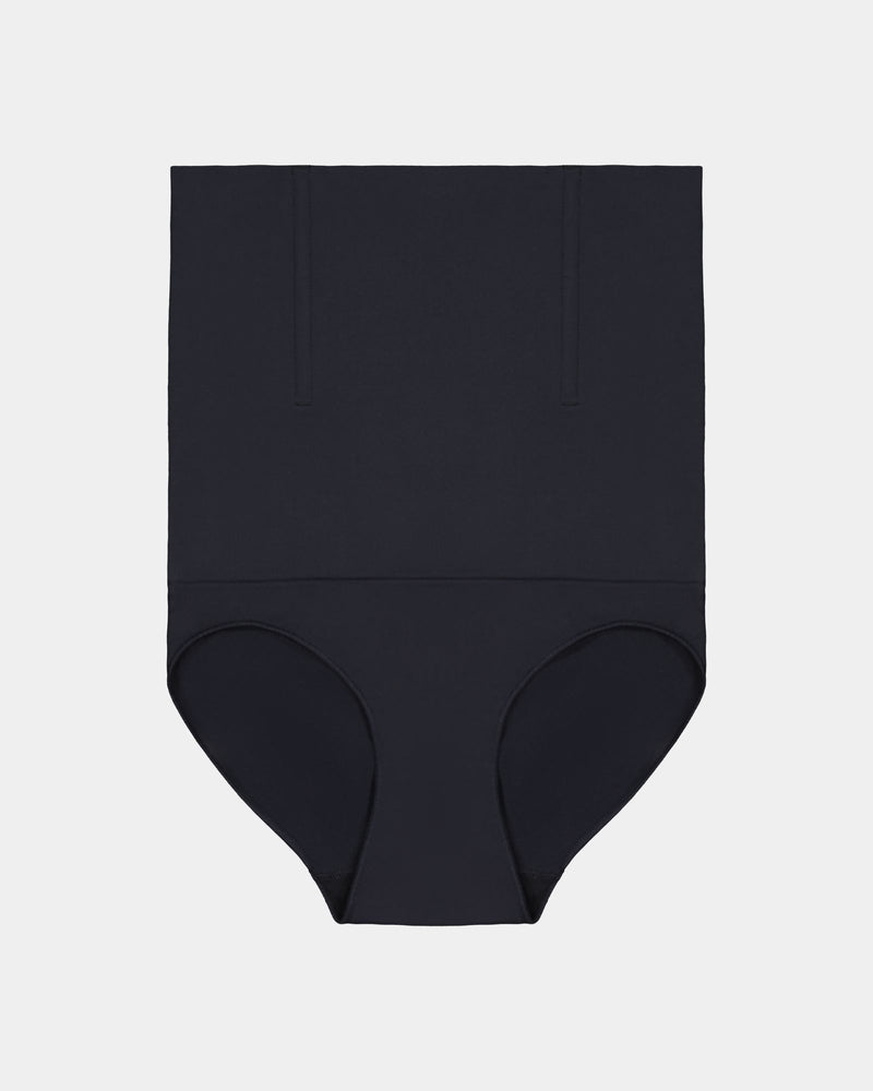 Bamboo Bodywear High Waisted Brief in BLACK. Flat lay front view