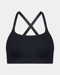 Balance Wire Free Bra in BLACK. Flat lay back view