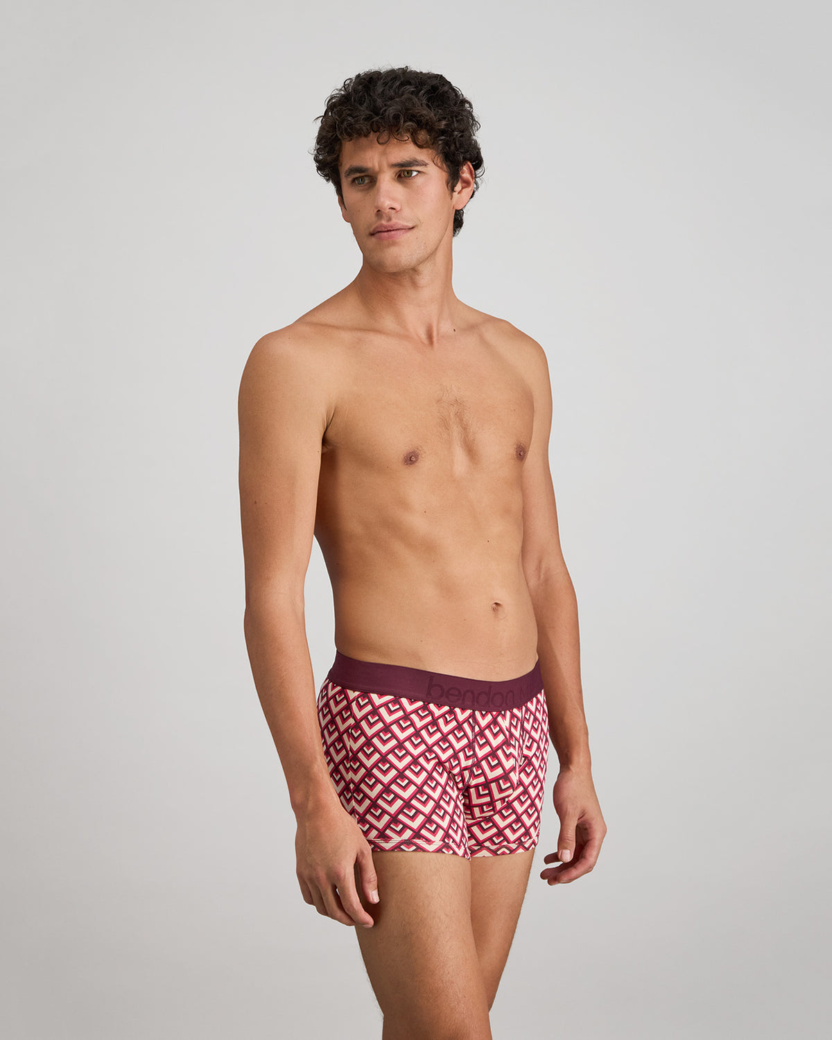 Retros Print Mens Trunk in ART TILE PRINT. Flat lay back view