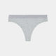 Cotton Logo Thong in GREY MARL. Flat lay front view