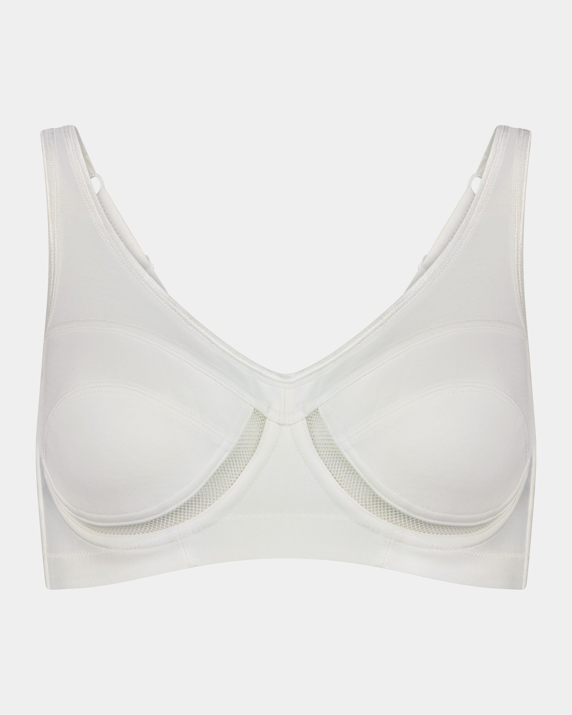 Bendon Sports Underwire Bra in WHITE. Flat lay front view