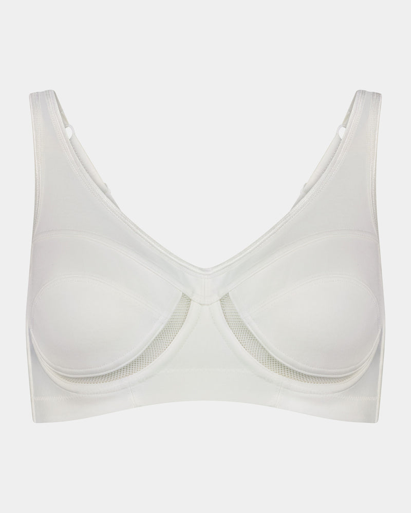 Bendon Sports Underwire Bra in WHITE. Flat lay front view