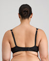 Model wears Intrigue Contour Bra in BLACK. On body back view