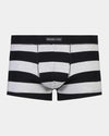 Rugby Stripe Mens Trunk in BLACK RUGBY STRIPE. Flat lay front view